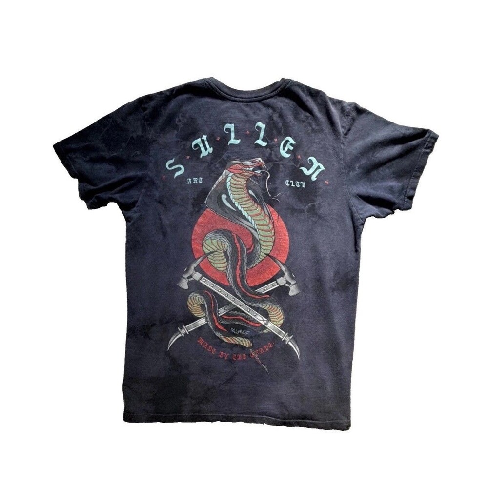 Sullen Art Collective T-Shirt Large Black  Artist Series Tie Die Skull Cobra